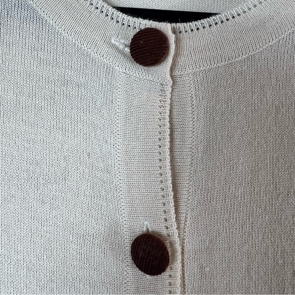 Elbow Patch Sweater Women's Victorian Romantic Long Cream Button-Up Cardigan M - Picture 4 of 12